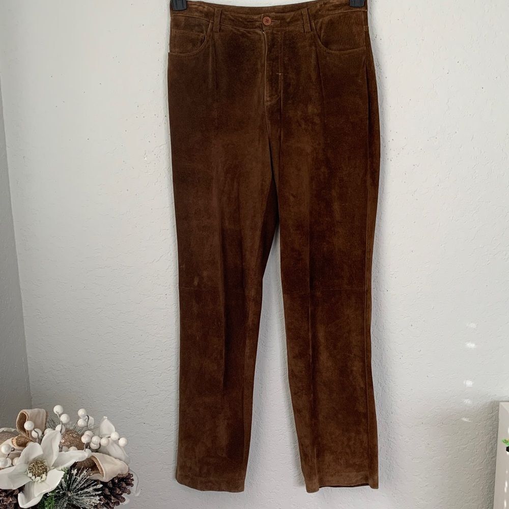 Brandon Thomas Women’s Leather Brown Pants Pockets Size 8